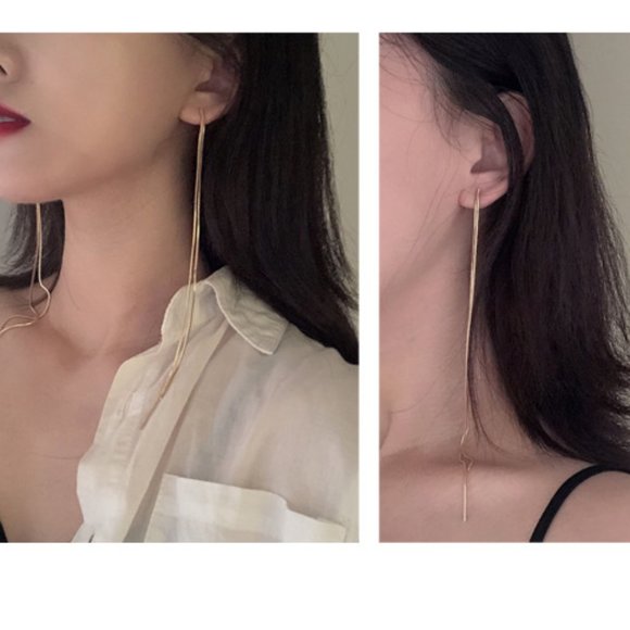 💕💕Last One 💙Threader Earrings Minimalist Line - Picture 2 of 11